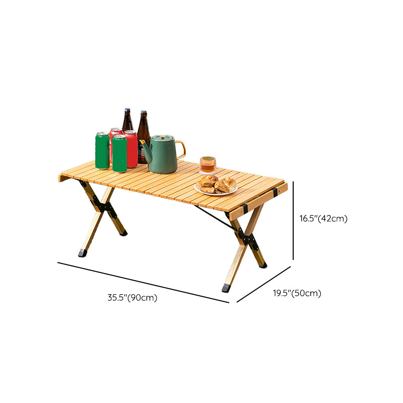 Contemporary Camping Table Rectangle Solid Wood Folding Table