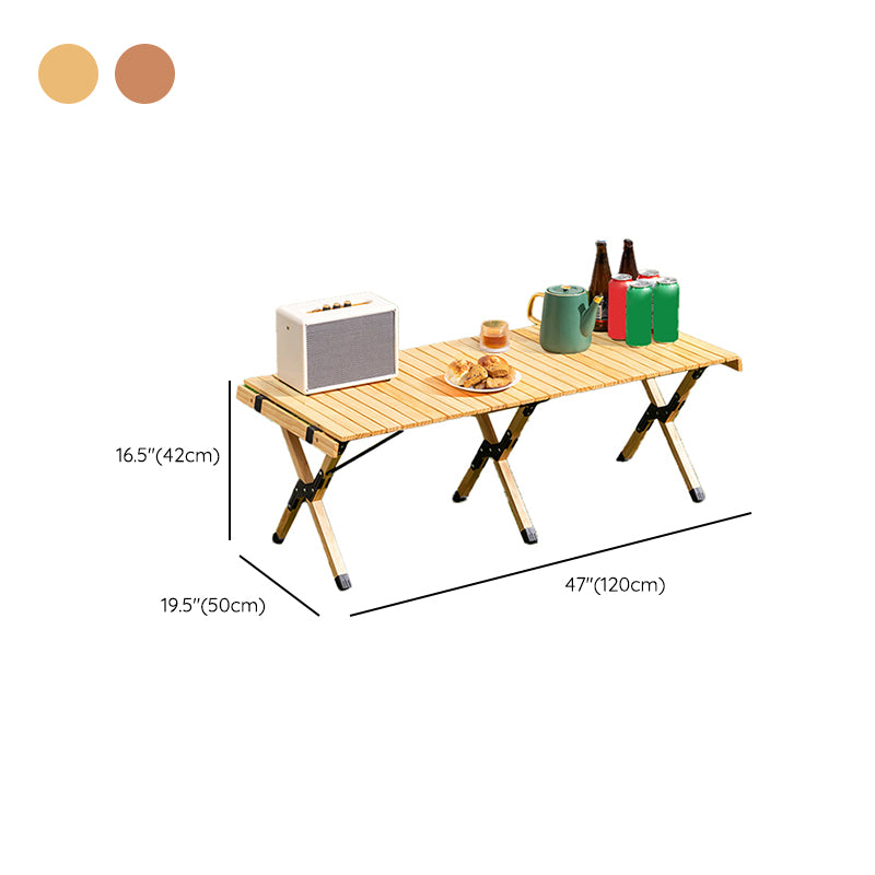 Contemporary Camping Table Rectangle Solid Wood Folding Table