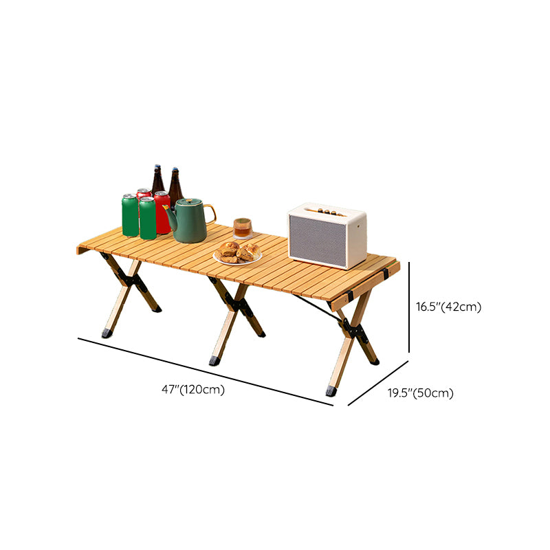 Contemporary Camping Table Rectangle Solid Wood Folding Table