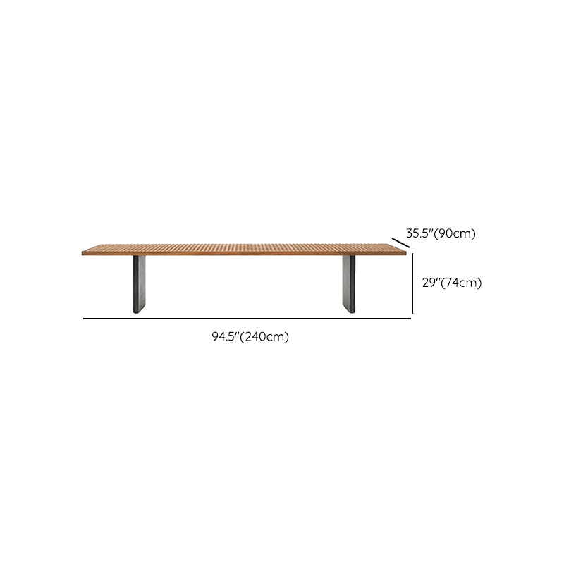 Brown Solid Wood Dining Table Contemporary Rectangle Teak Table