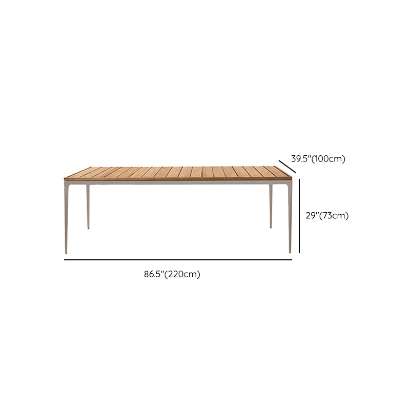 Stone/Wood Dining Table Contemporary Rectangle Table with Metal Frame