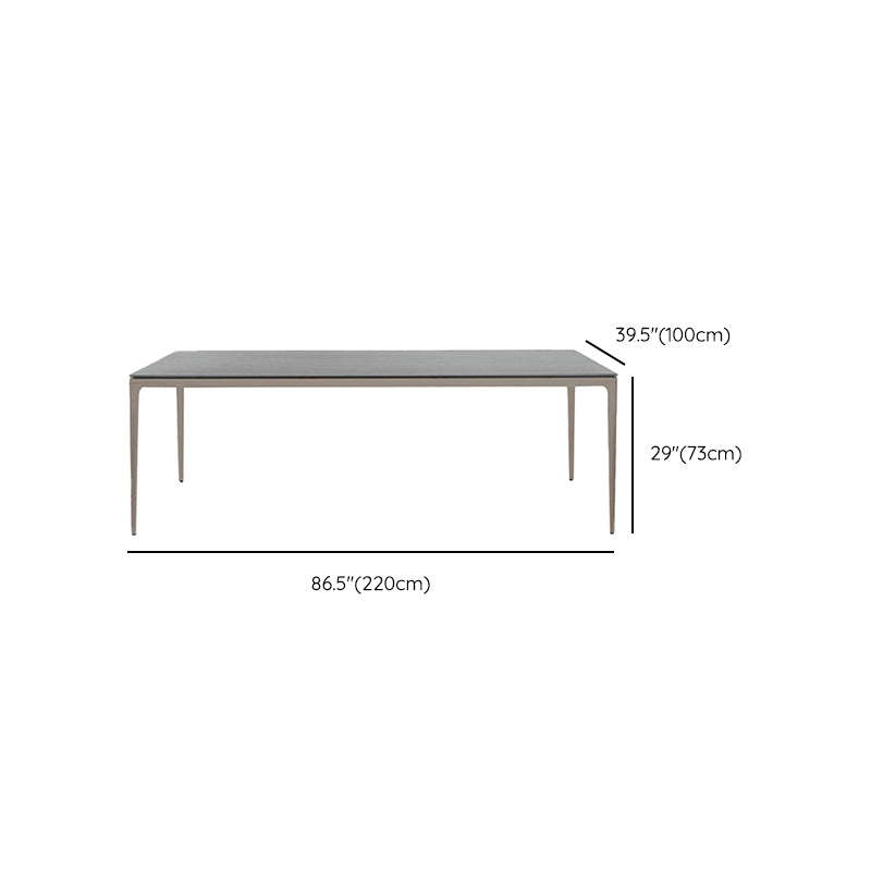 Stone/Wood Dining Table Contemporary Rectangle Table with Metal Frame