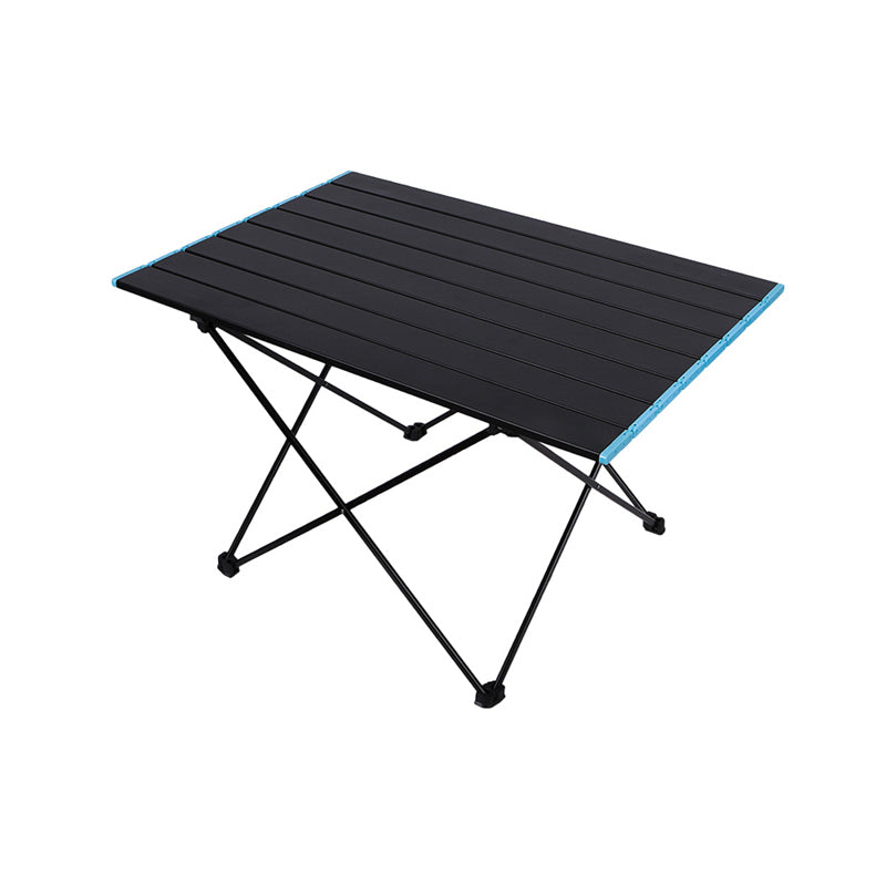 Metal Camping Table Contemporary Black Rectangle Foldable Table