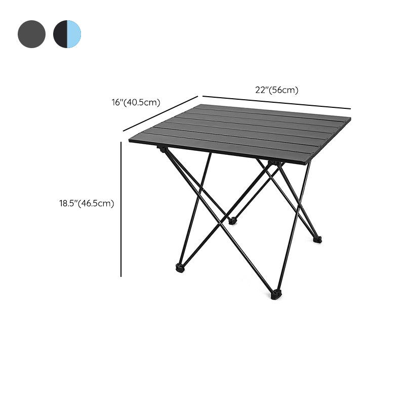 Metal Camping Table Contemporary Black Rectangle Foldable Table