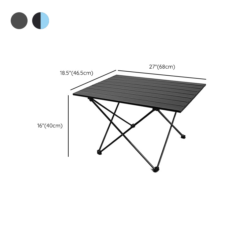 Metal Camping Table Contemporary Black Rectangle Foldable Table