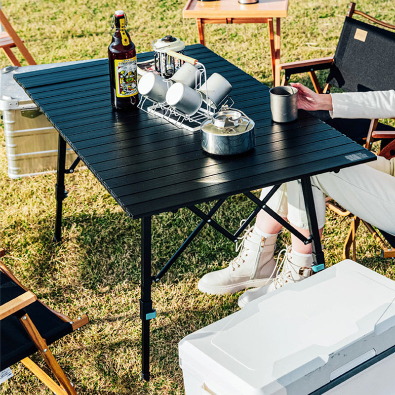 Metal Foldable Camping Table Brown/Black Contemporary Lift Table