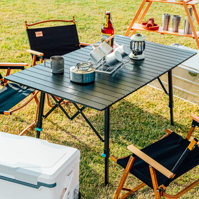 Metal Foldable Camping Table Brown/Black Contemporary Lift Table