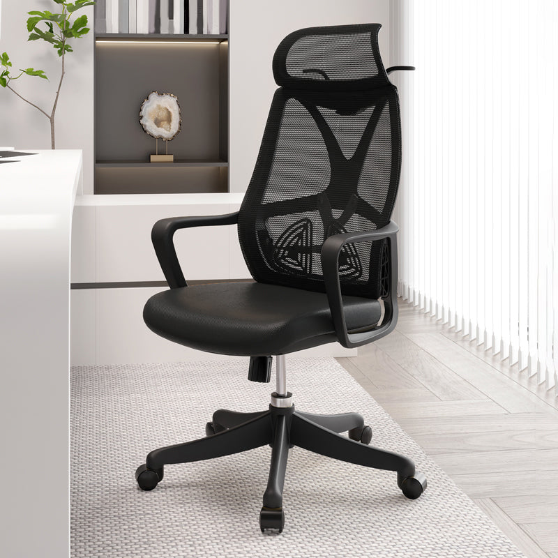 Modern Swivel Chair Adjustable Seat Height Fixed Arms Office Chair with Wheels