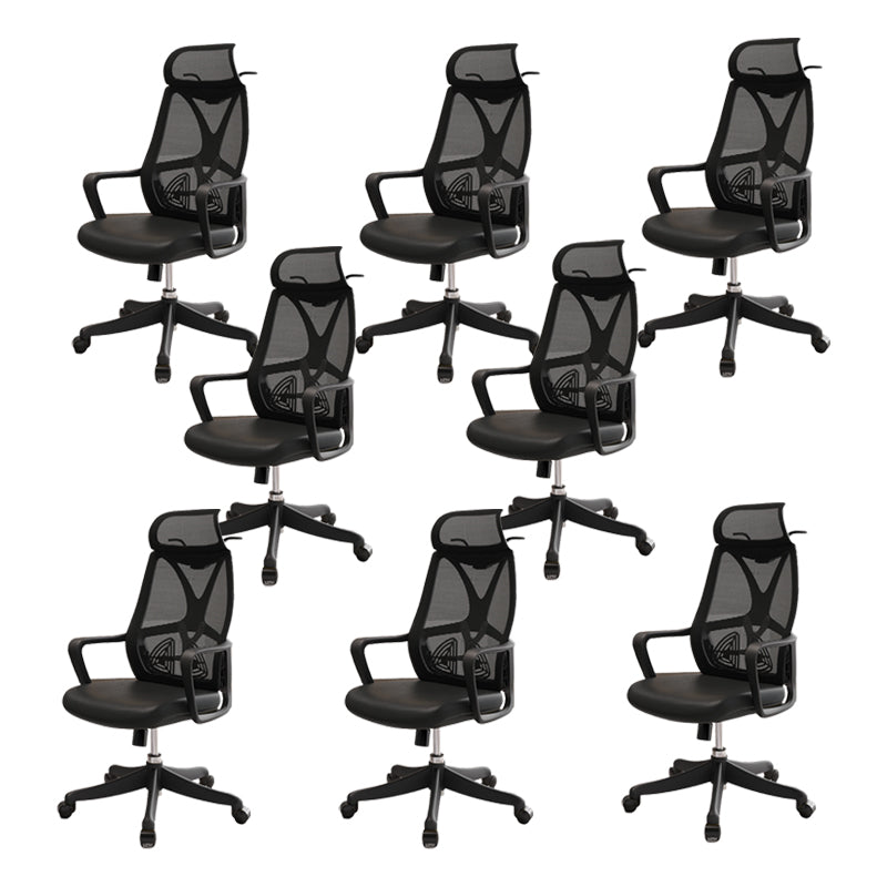 Modern Swivel Chair Adjustable Seat Height Fixed Arms Office Chair with Wheels