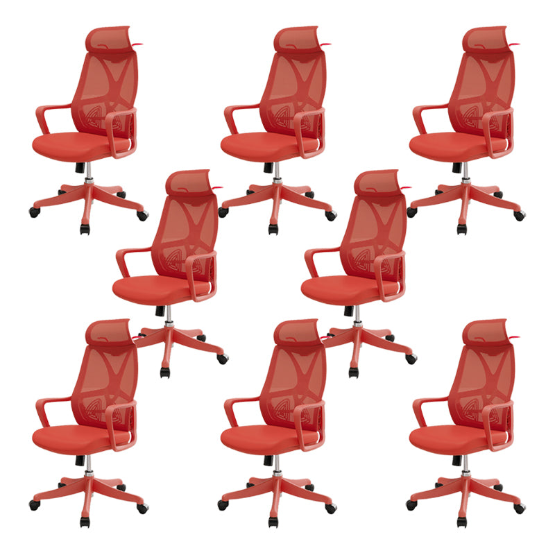 Modern Swivel Chair Adjustable Seat Height Fixed Arms Office Chair with Wheels