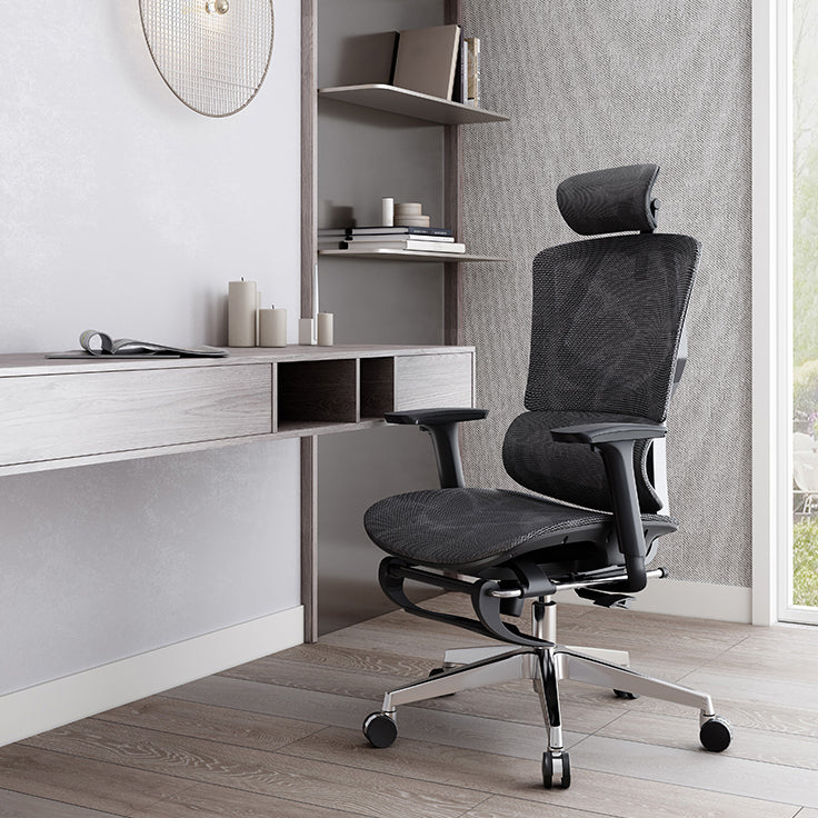 Modern Fixed Arms Desk Chair Height-adjustable Task Chair for Office