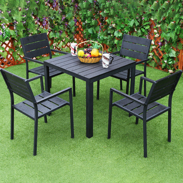 Industrial Black Dining Table Set 1/5/7 Pcs Faux Wood Dining Set