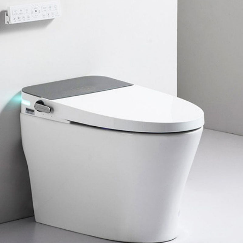 White Elongated Floor Standing Bidet with Heated Seat Contemporary Bidet