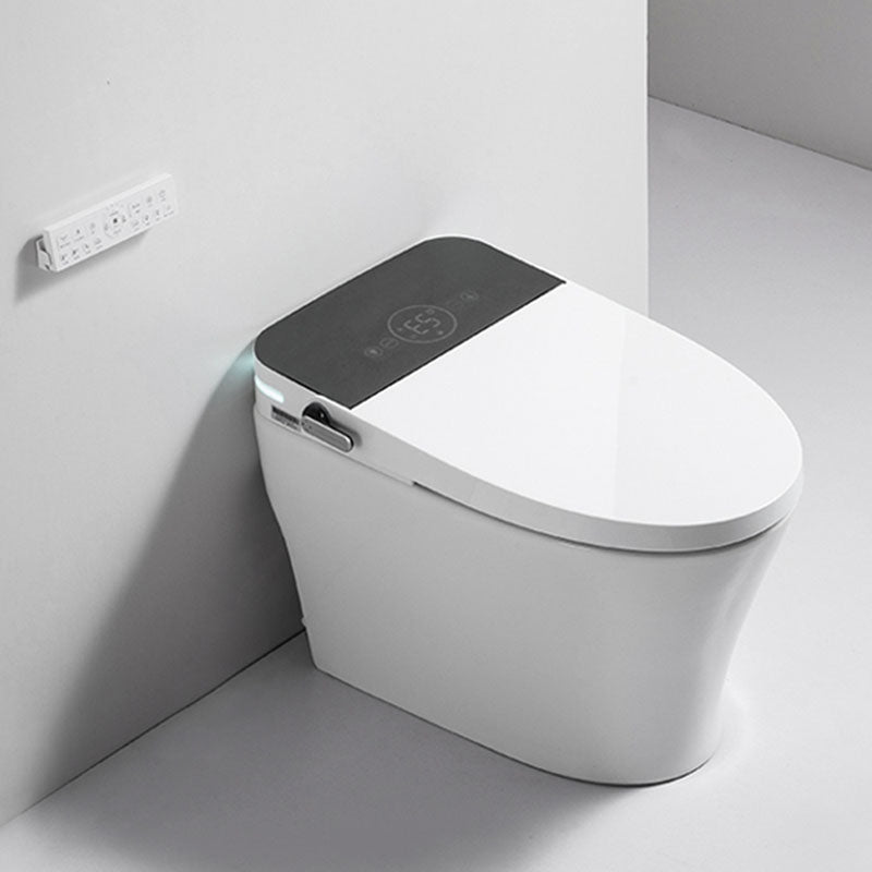 White Elongated Floor Standing Bidet with Heated Seat Contemporary Bidet