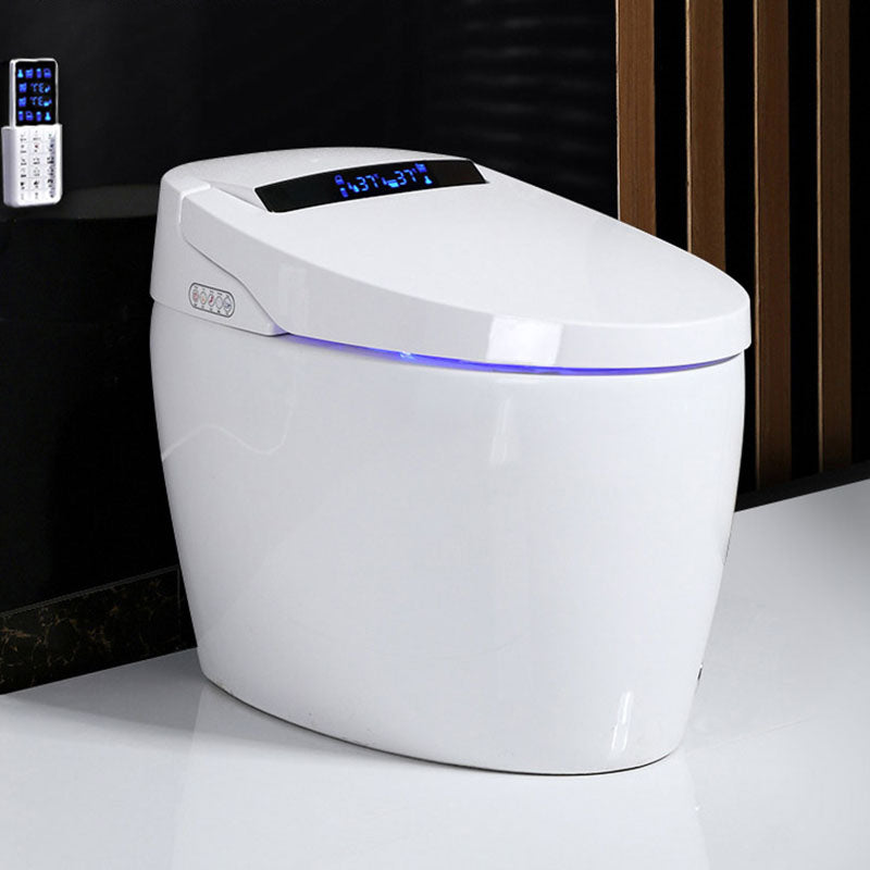 Contemporary White Electronic Toilet Elongated Floor Mount Bidet