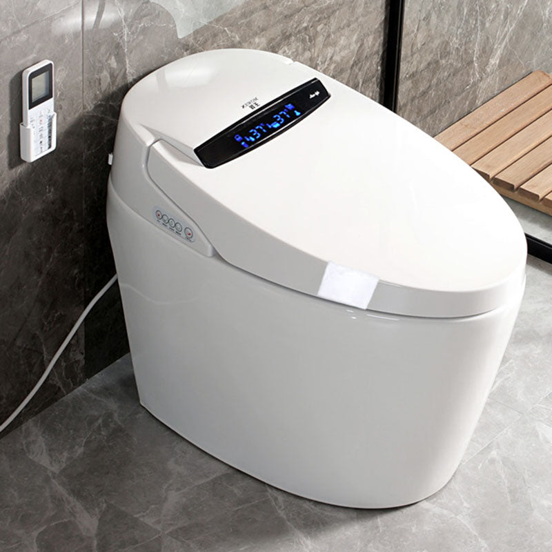 Contemporary White Electronic Toilet Elongated Floor Mount Bidet