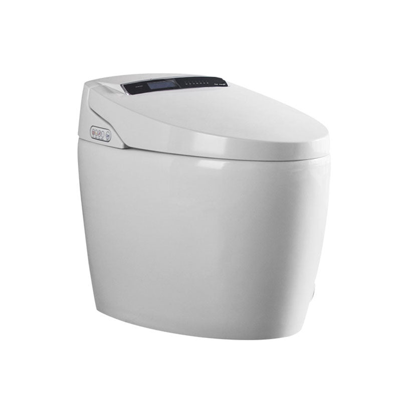 Contemporary White Electronic Toilet Elongated Floor Mount Bidet