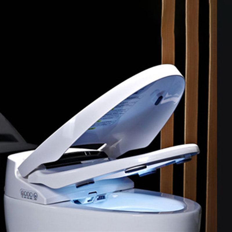 Contemporary White Electronic Toilet Elongated Floor Mount Bidet