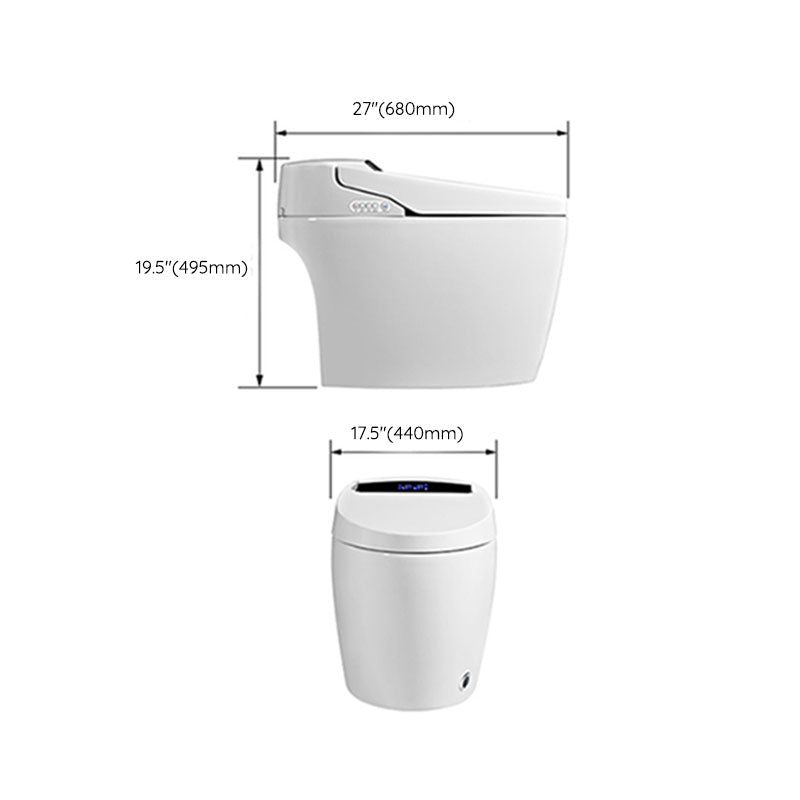 Contemporary White Electronic Toilet Elongated Floor Mount Bidet