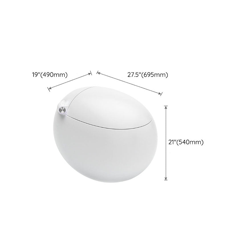 White Egg Shaped Electronic Elongated Toilet Floor Standing Bidet