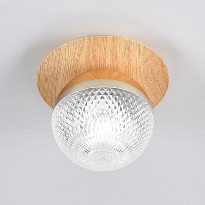 Modern Simple Ceiling Lamp Ball Shape Wood Grain Ceiling Light for Bedroom