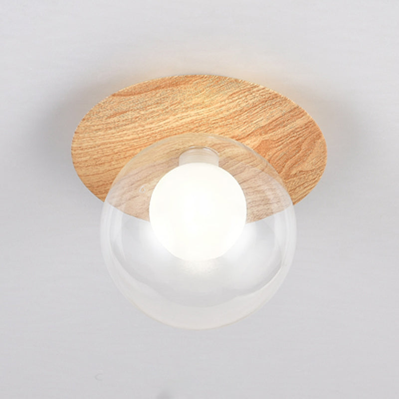 Modern Simple Ceiling Lamp Ball Shape Wood Grain Ceiling Light for Bedroom