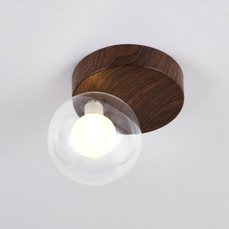 Modern Simple Ceiling Lamp Ball Shape Wood Grain Ceiling Light for Bedroom