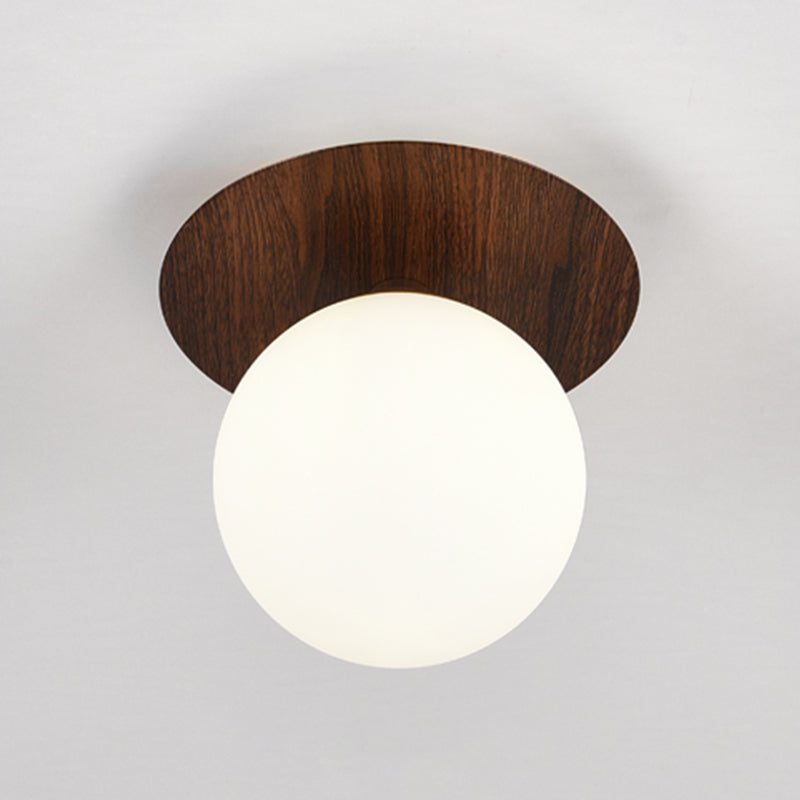 Modern Simple Ceiling Lamp Ball Shape Wood Grain Ceiling Light for Bedroom