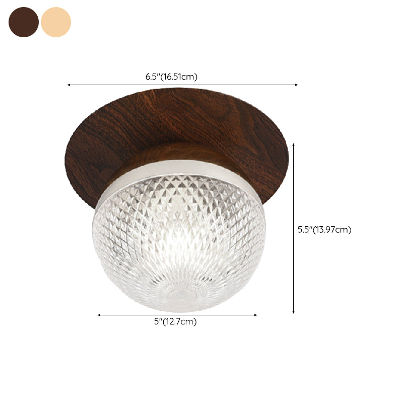 Modern Simple Ceiling Lamp Ball Shape Wood Grain Ceiling Light for Bedroom