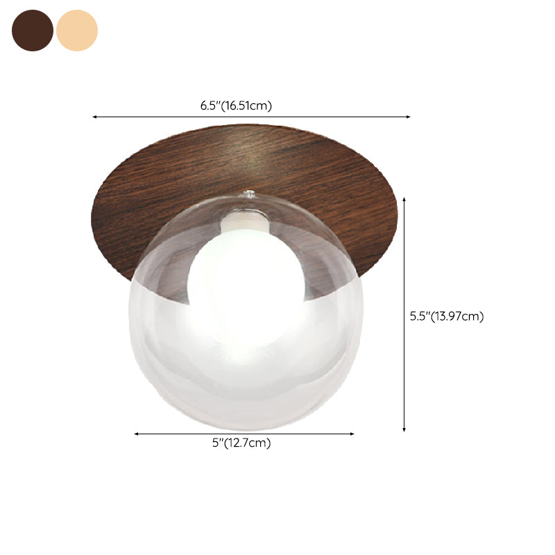 Modern Simple Ceiling Lamp Ball Shape Wood Grain Ceiling Light for Bedroom