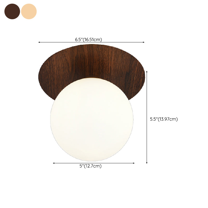 Modern Simple Ceiling Lamp Ball Shape Wood Grain Ceiling Light for Bedroom