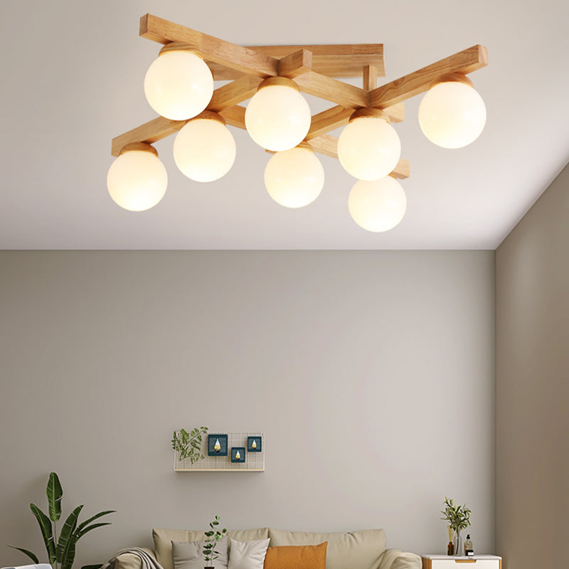 Modern Simple Ceiling Lamp Geometry Shape Glass Shade Ceiling Light for Bedroom