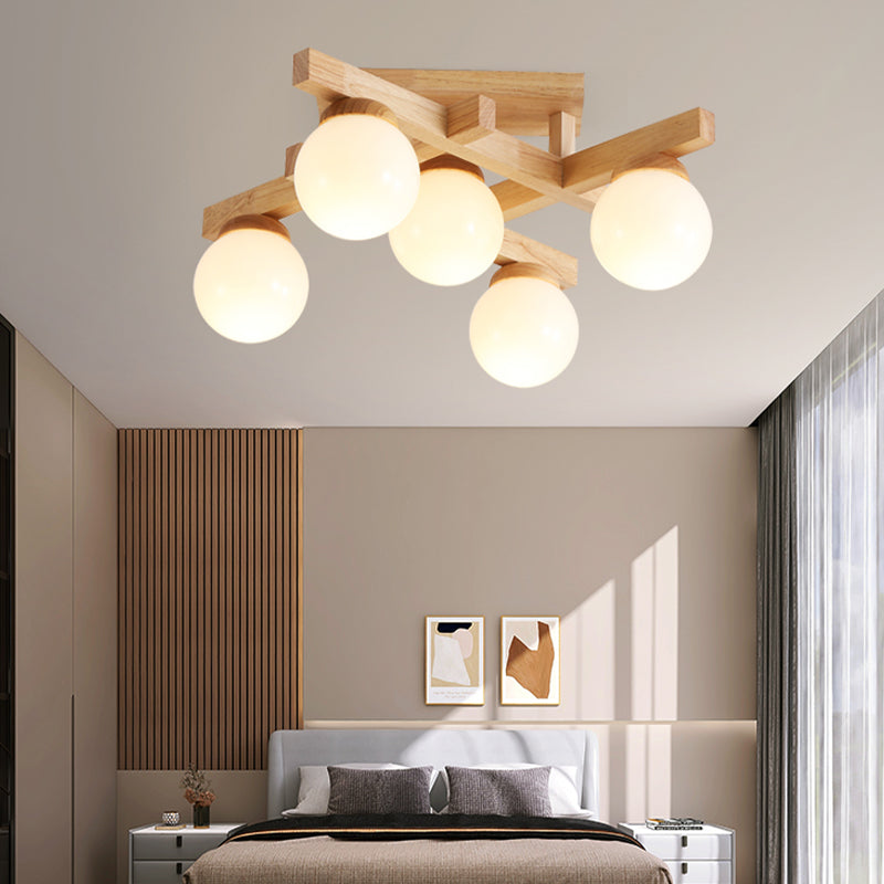 Modern Simple Ceiling Lamp Geometry Shape Glass Shade Ceiling Light for Bedroom