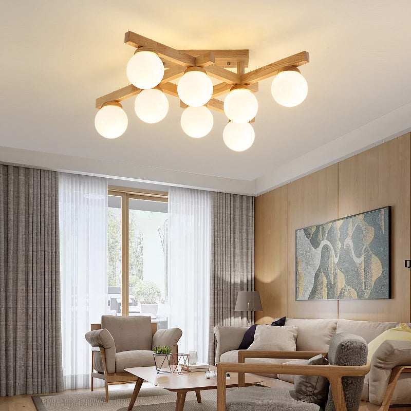 Modern Simple Ceiling Lamp Geometry Shape Glass Shade Ceiling Light for Bedroom