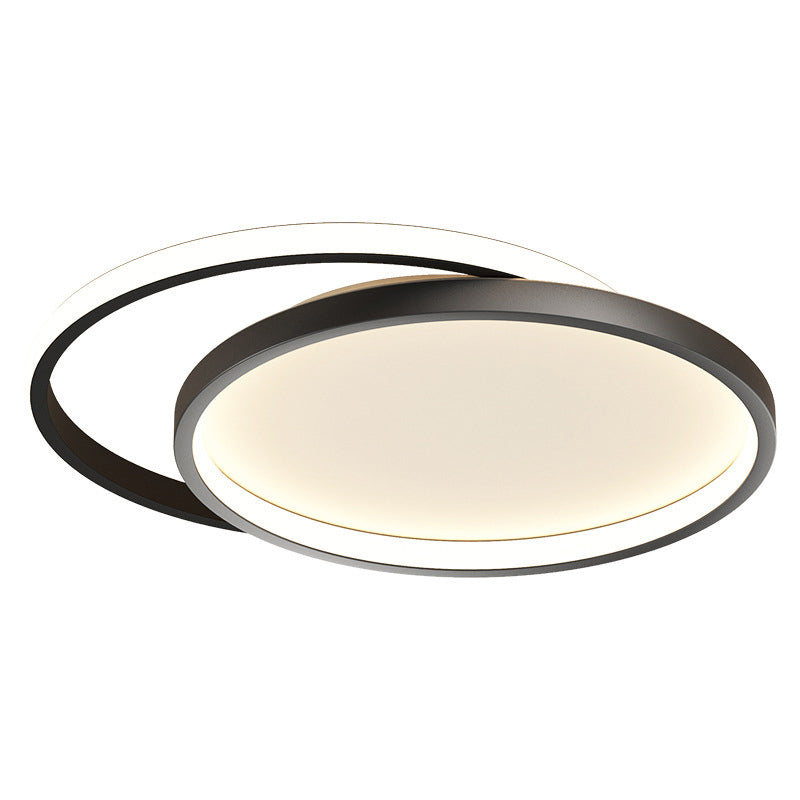 Minimalism LED Ceiling Lamp 2-Light Flush Mount in Black for Bedroom