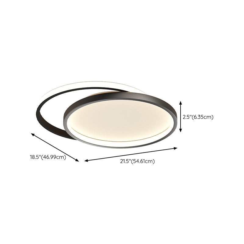 Minimalism LED Ceiling Lamp 2-Light Flush Mount in Black for Bedroom