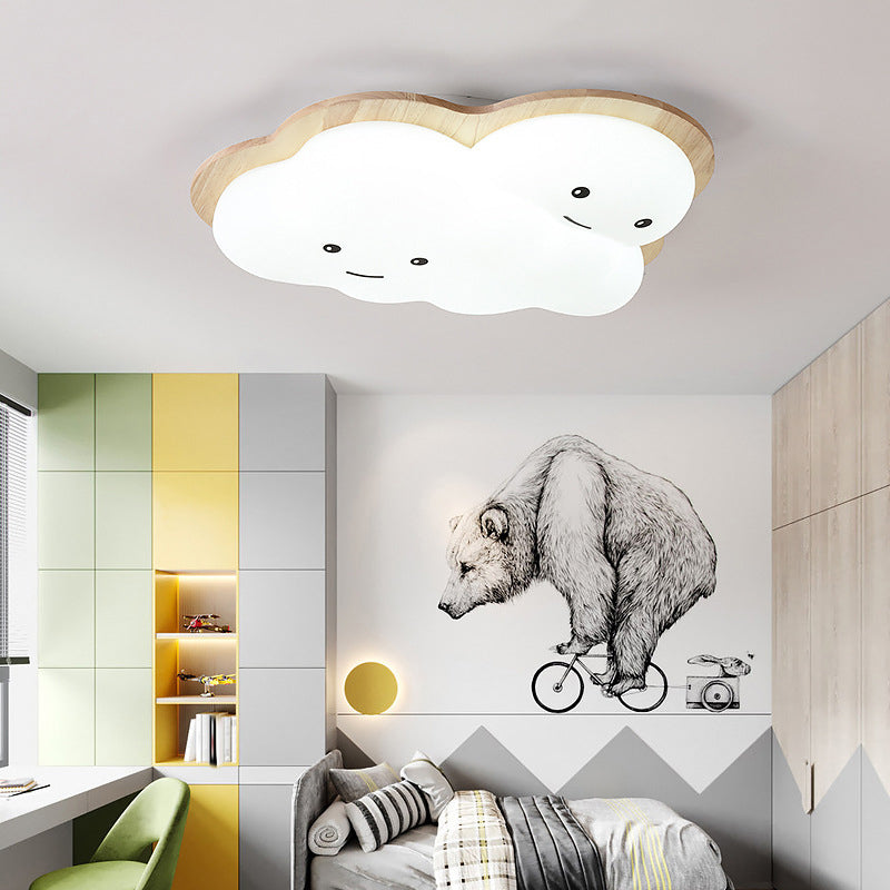 Modern Ceiling Light Wooden Ceiling Mount Light with Acrylic Shade for Bedroom