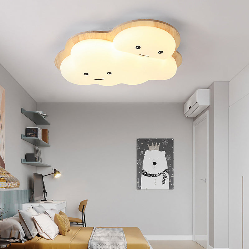 Modern Ceiling Light Wooden Ceiling Mount Light with Acrylic Shade for Bedroom