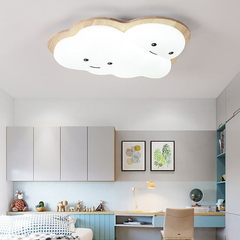 Modern Ceiling Light Wooden Ceiling Mount Light with Acrylic Shade for Bedroom