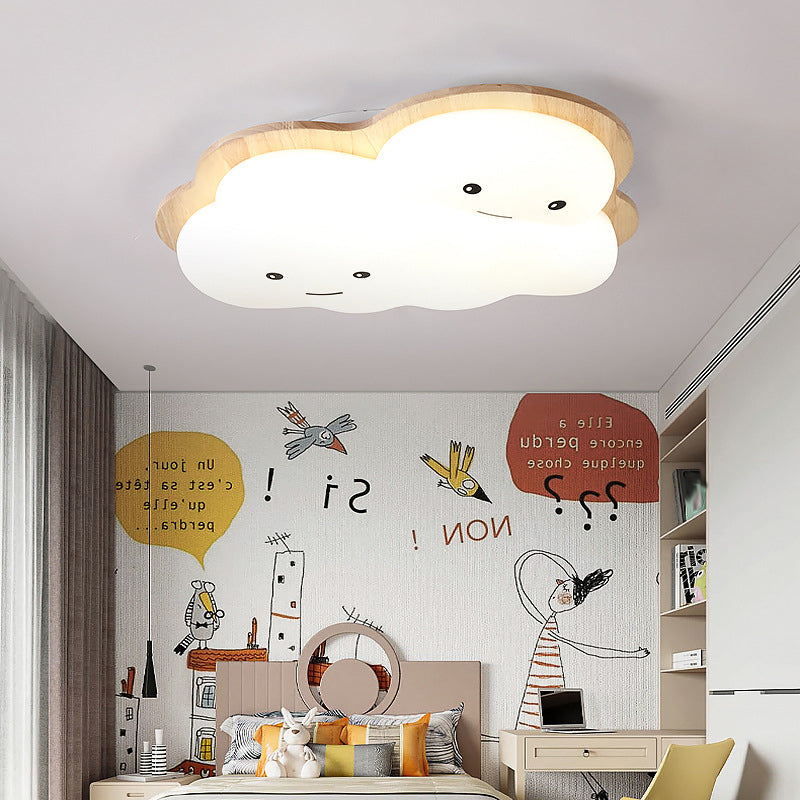 Modern Ceiling Light Wooden Ceiling Mount Light with Acrylic Shade for Bedroom