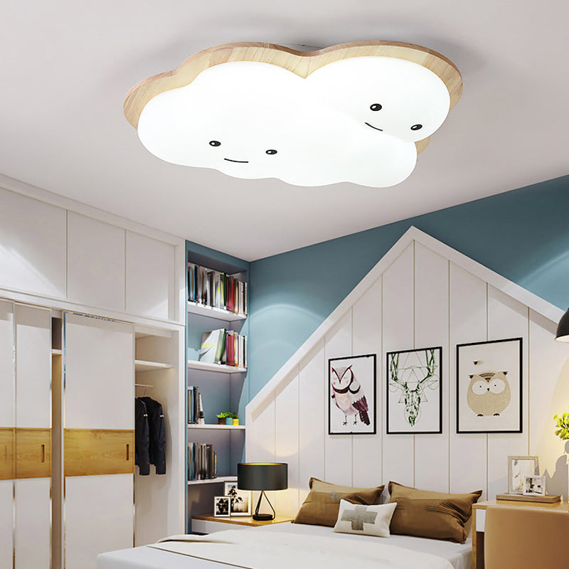 Modern Ceiling Light Wooden Ceiling Mount Light with Acrylic Shade for Bedroom