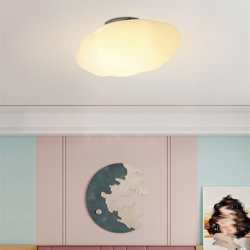 Single White Modern Flush Mount Lighting Unique LED Ceiling Light for Foyer