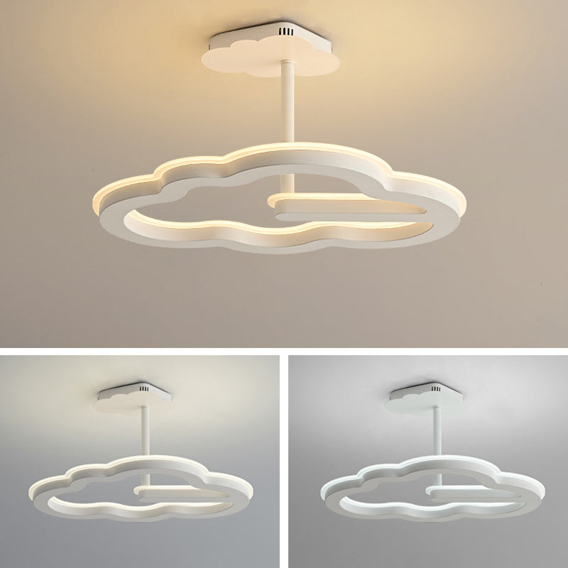 Contemporary LED Ceiling Lamp Cloud Semi Flush Light with Metal for Bedroom