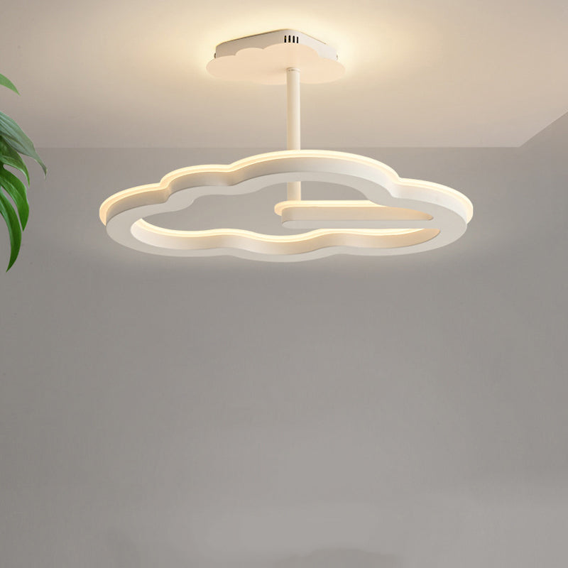 Contemporary LED Ceiling Lamp Cloud Semi Flush Light with Metal for Bedroom