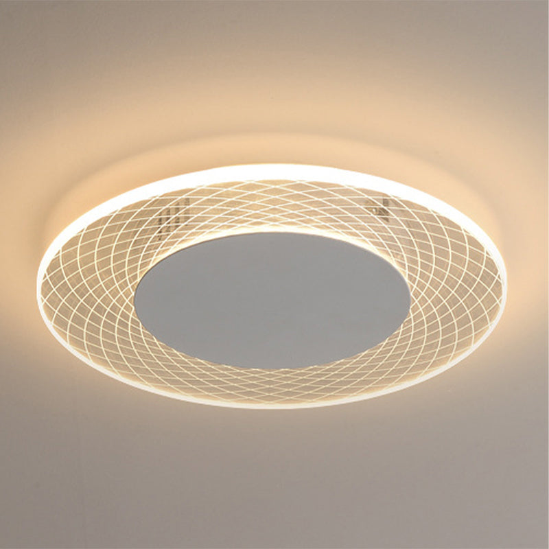 Single White Modern Flush Mount Lighting Round LED Ceiling Light for Bedroom