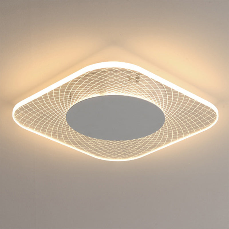 Single White Modern Flush Mount Lighting Round LED Ceiling Light for Bedroom