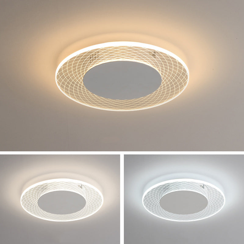 Single White Modern Flush Mount Lighting Round LED Ceiling Light for Bedroom