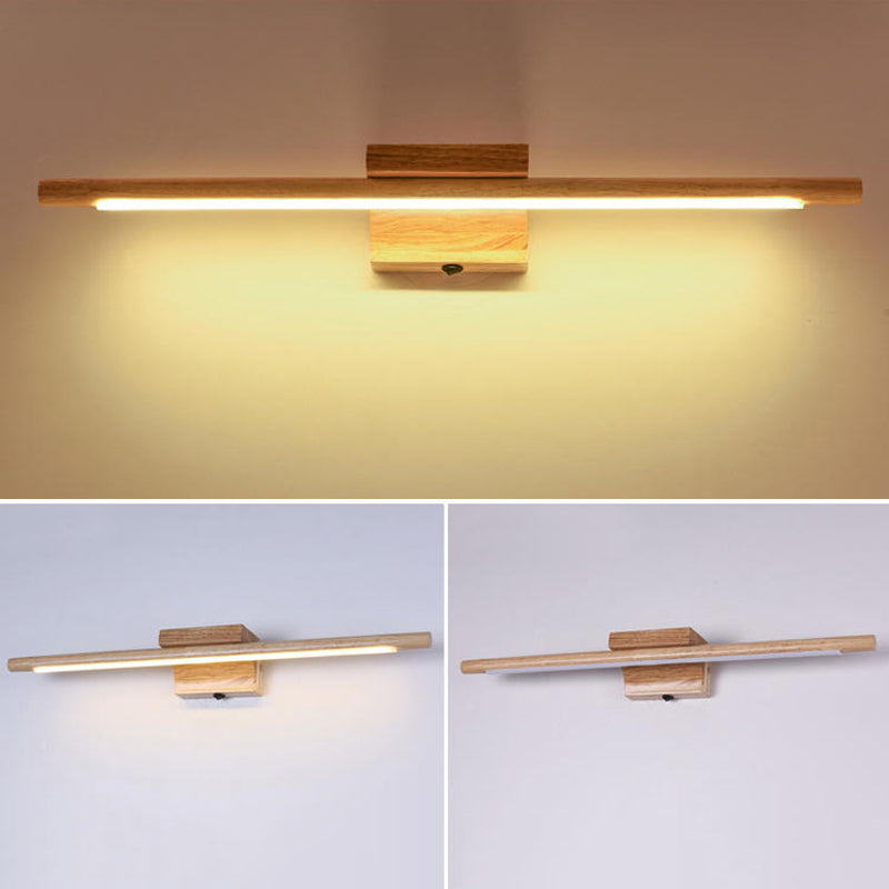 Nordic Style Wooden Vanity Light Cylinder Shape Vanity Lamp for Shower Room