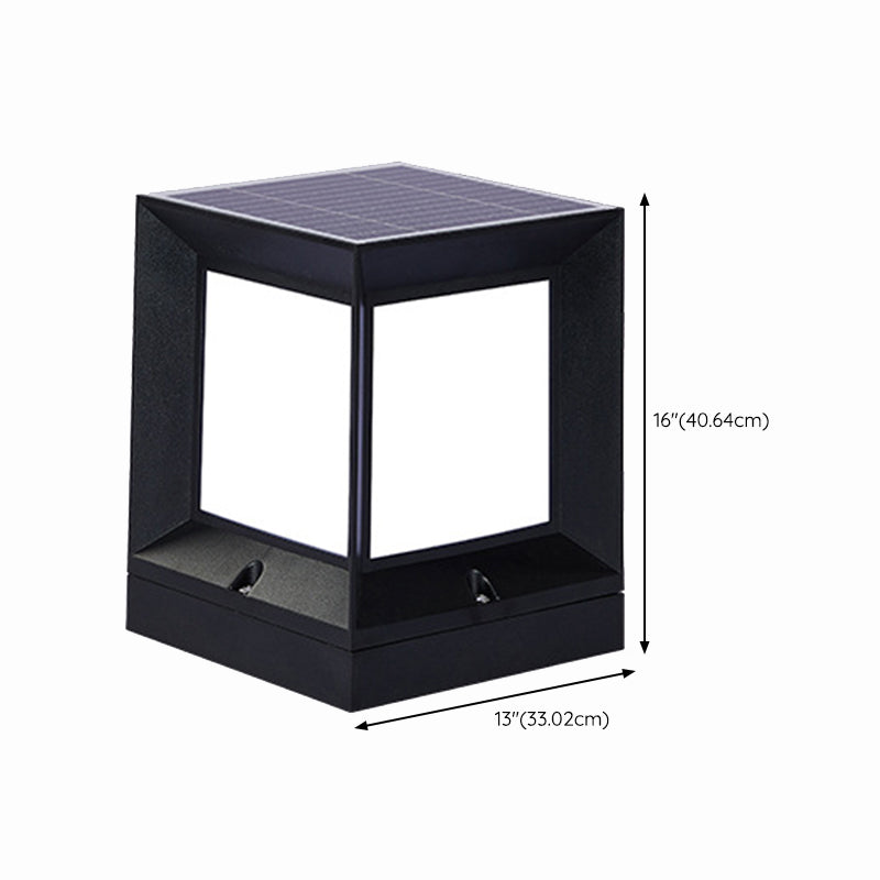 Modern Simple Plastic Outdoor Light Rectangle Shape Solar Energy Pillar Lamp for Courtyard