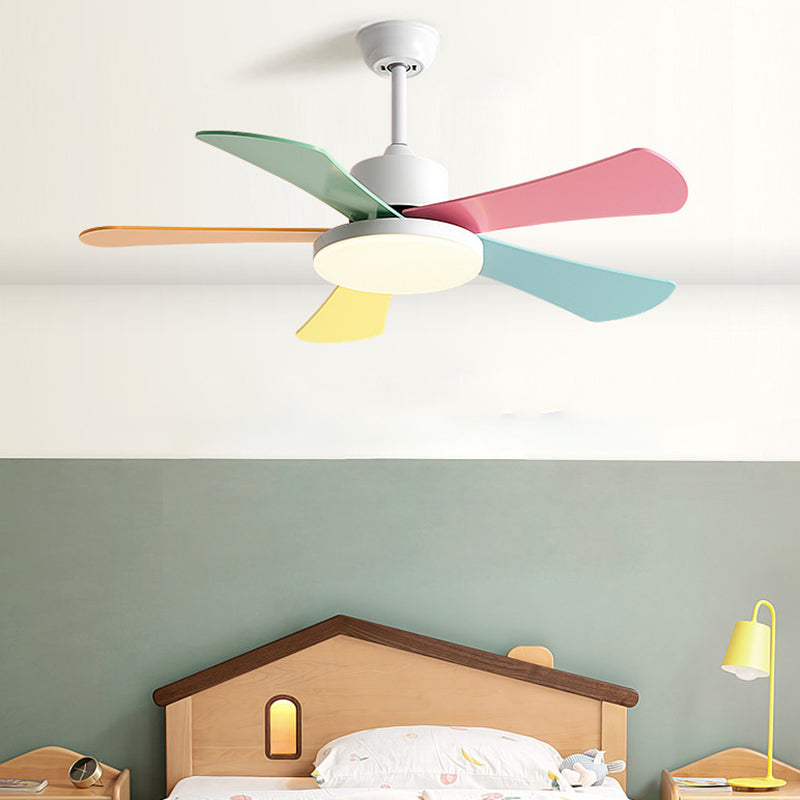 Contemporary Ceiling Fan Light Fixture Colorful LED Ceiling Flush Mount for Bedroom